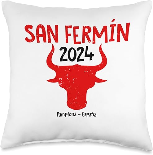 Miniatura 1 de San Fermín - Sanfermines Pamplona Navarra Sanfermines 2024 Toro San Fermín - Almohada (16 x 16 pulgadas), multicolor