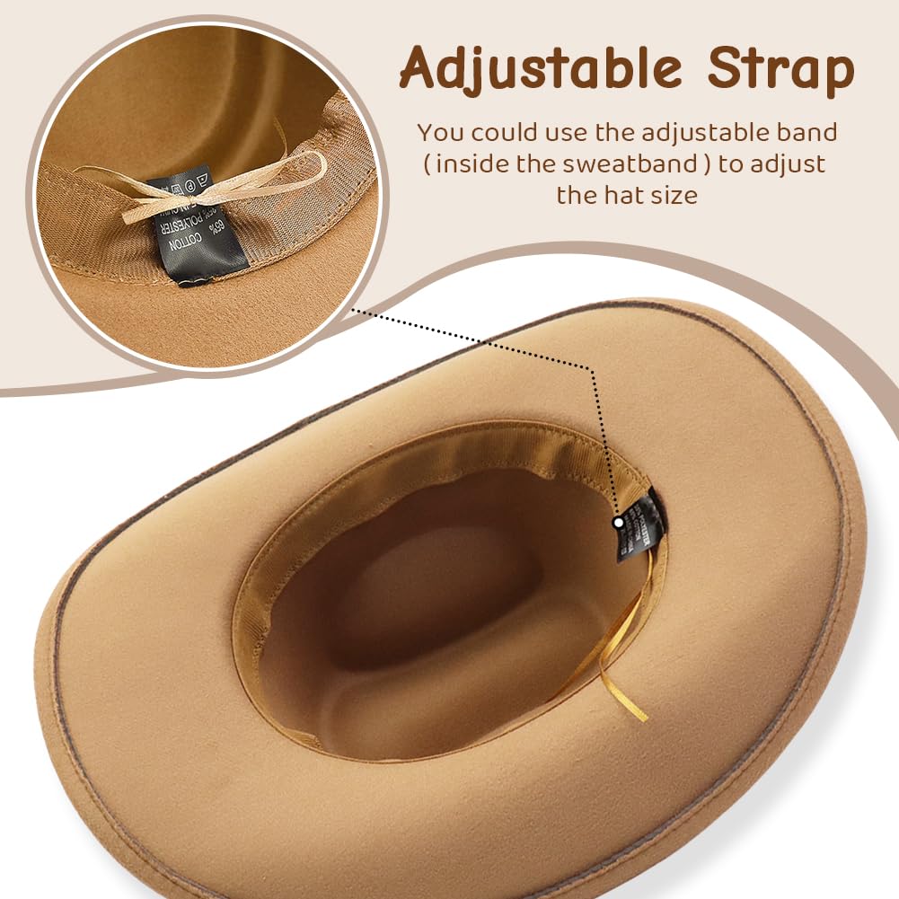 FCXVXCL Sombrero Vaquera 3 Piezas Sombrero de Vaquero Accesorios Sombreros Vaquero del Oeste Traje Sombreros Vaquera con Pañuelo Cuadrado y Gafas para Disfraz Vacaciones Fiesta — view 4