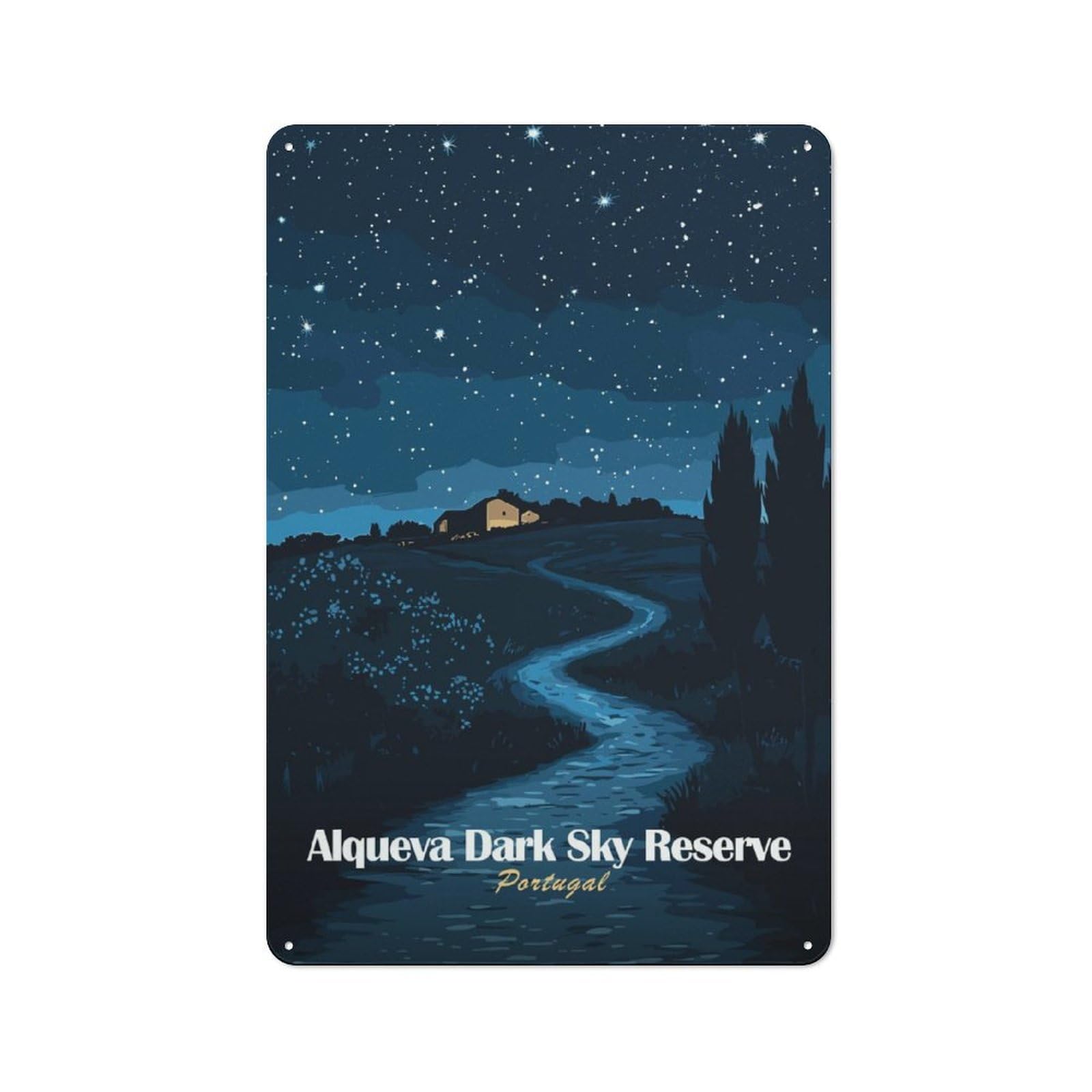 Junmoney Alqueva Dark Sky Reserve Metal Plaque 30X20cm With For Pub Or Café, Rustic Decor, For Garage, Workshop And Man Cave Decoration