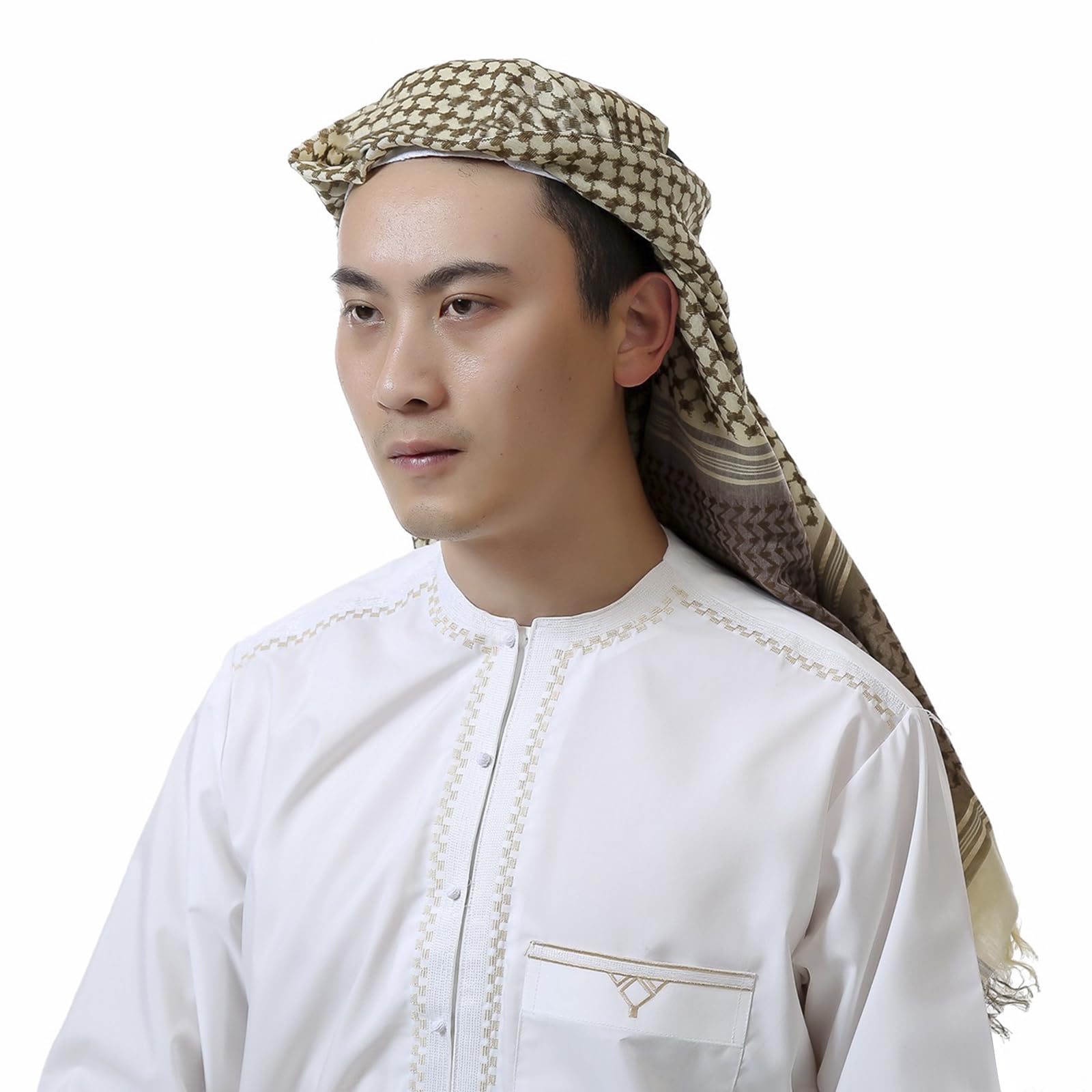 PURFUN Men's Large Arab Shemagh Headscarf Muslim Headcover Shawl Keffiyeh Arabic Scarf
