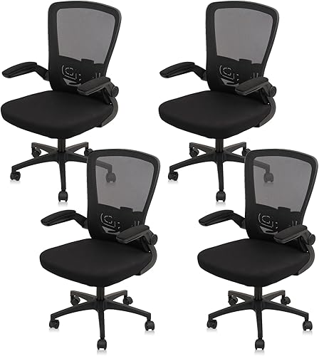 Miniatura 13 de Sillas de escritorio de oficina con ruedas, silla ergonómica de malla con soporte lumbar de altura ajustable, silla giratoria para computadora con