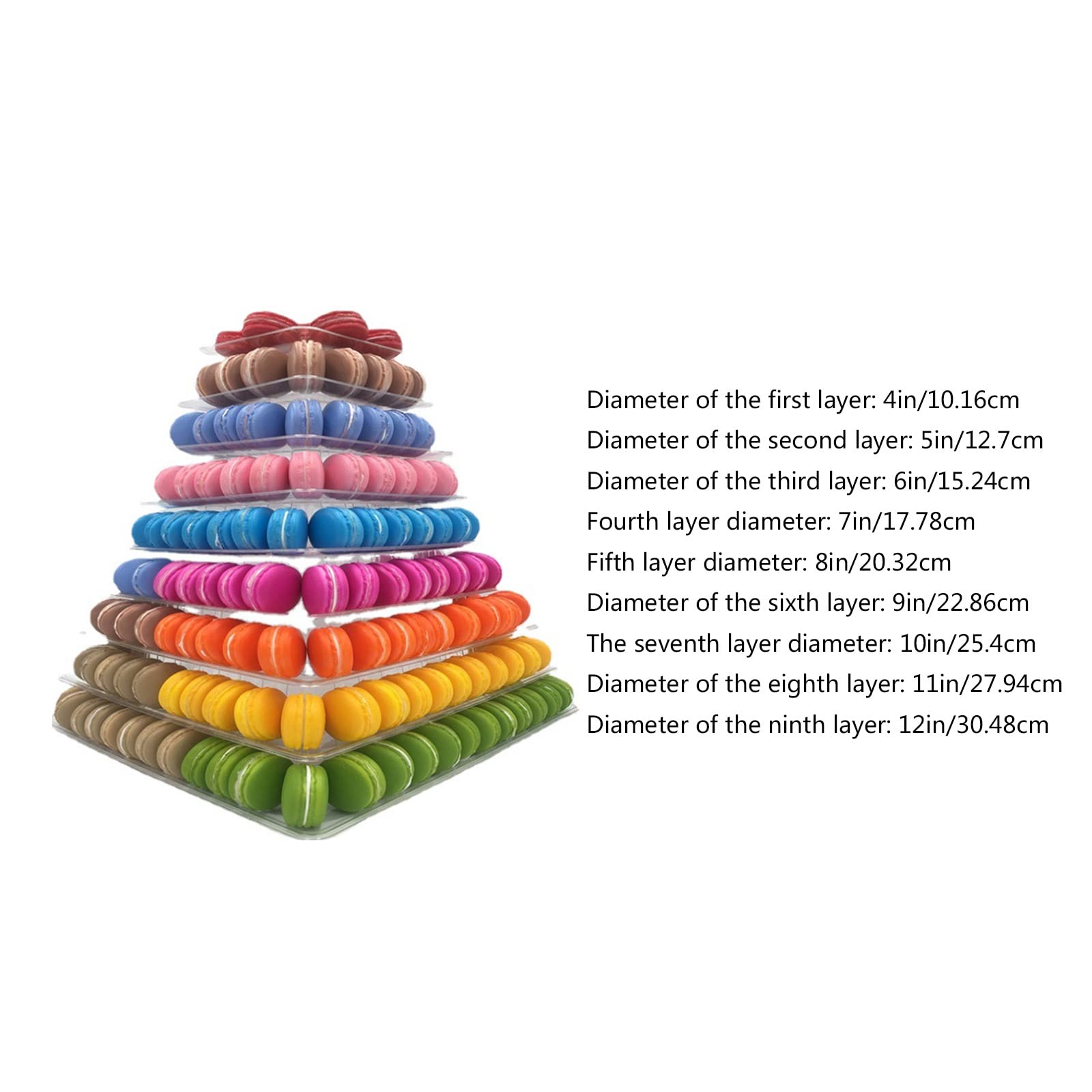 PANGBOER Présentoir à macarons carré à 5/9 niveaux pour gâteaux, fêtes, mariages, gâteaux