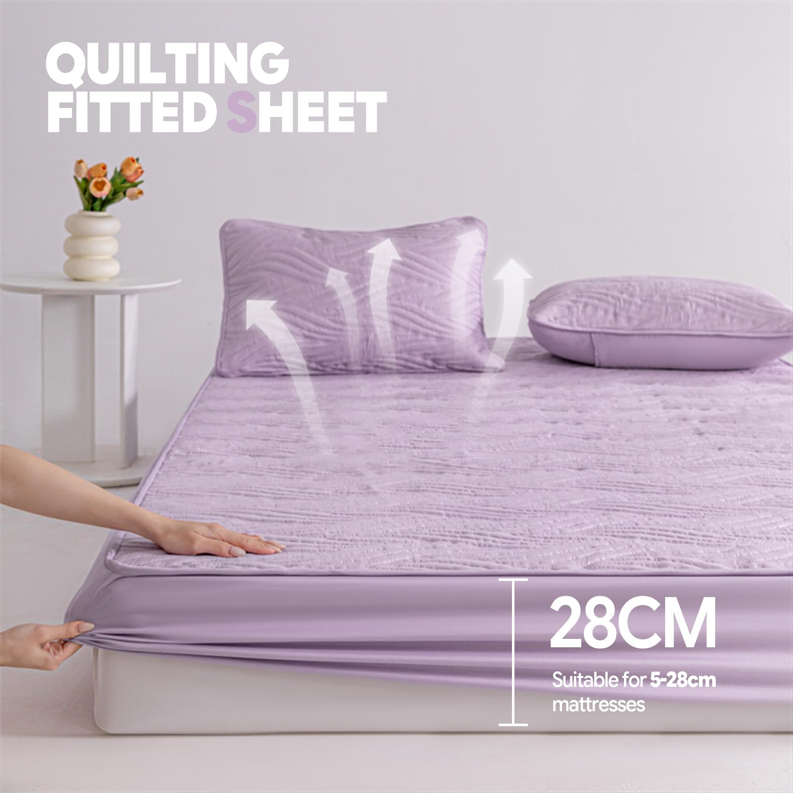 Drap Housse matelassé 200x220 Coton Lit Super King