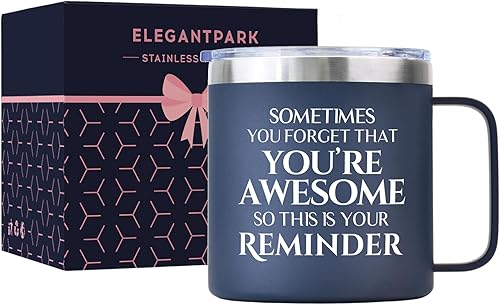 ELEGANTPARK Regalos inspiradores para mujeres y hombres, taza de café con texto en inglés Sometimes You Forget You're Awesome Coffee, regalos de