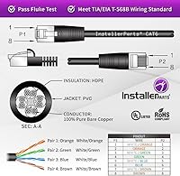 Vista 3 de InstallerParts Cable CAT6 UTP con Bota - Negro, 125 pies, 1 paquete, 10Gbps, Serie Profesional