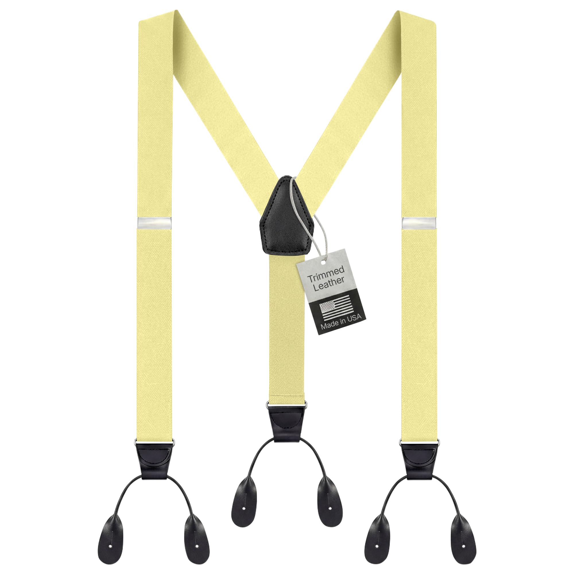 HOLD'EM Tuxedo Button Suspenders for Men – Mens Dress Suspenders Formal | 100% Genuine Leather | Made in USA | Regular &amp; Tall