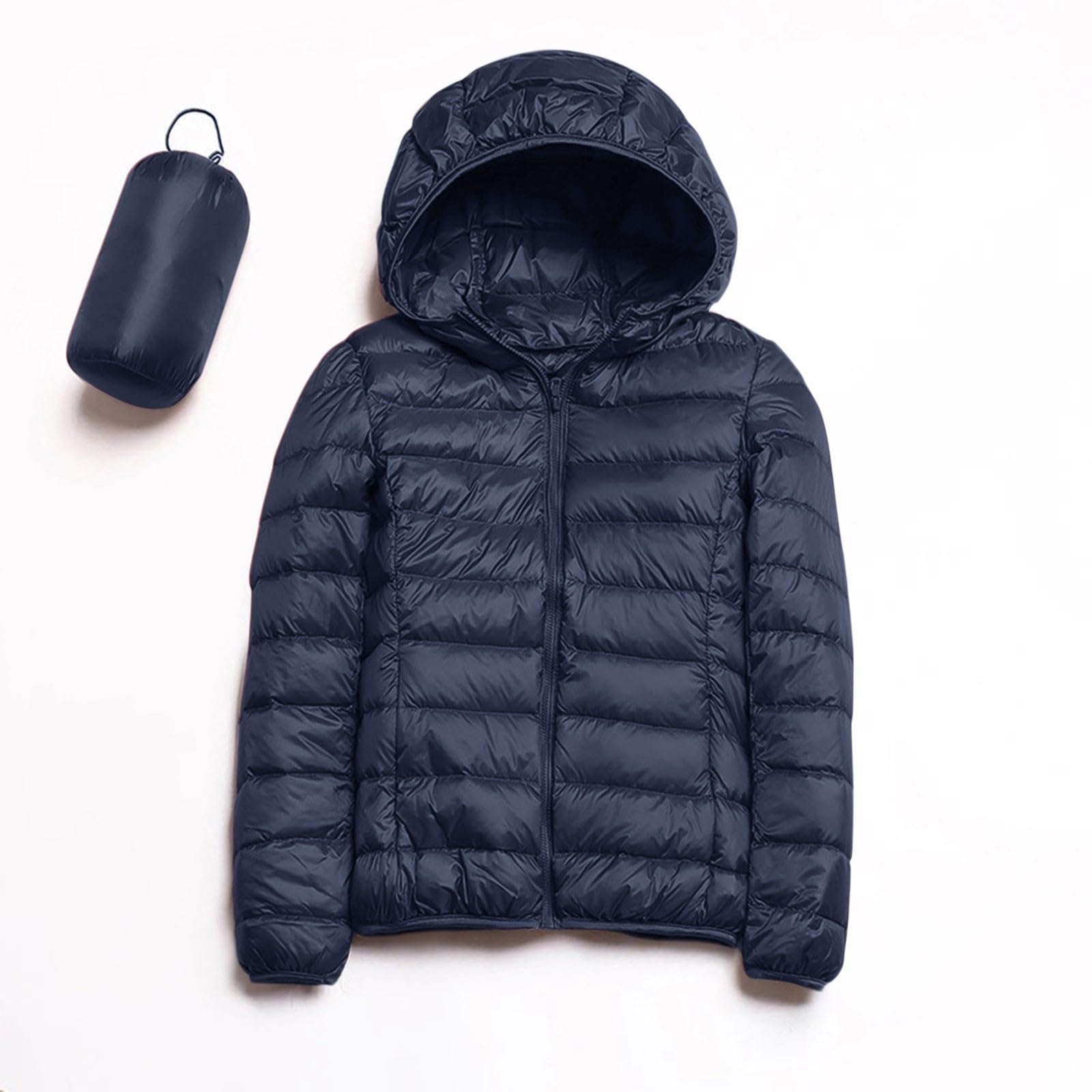 Chaqueta de Plumón Ligera para Mujer Invierno Chaqueta Acolchada Abrigo de Entretiempo con Puños Cálido Manga Larga Hoodie Chaqueta Deportiva con Capucha al Aire Libre