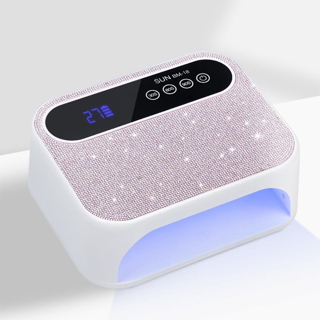 Lámpara de uñas UV LED con pantalla LCD táctil y acabado brillante de diamante ABS, batería 6000 mAh.