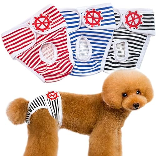 犬 マナーパンツ サニタリーパンツ サニタリーウェア オムツカバー ドッグウェア 犬の服 マリン ボーダー しつけ マーキング防止 トイレ 介護 h0257 (ブルー, L, 1, 枚)