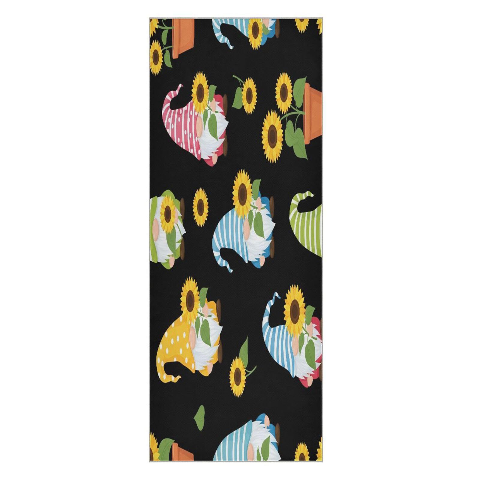 BURSTDDY Sunflower Gnome Hot Yoga Towel Absorbent Non Slip Yoga Mat Towel