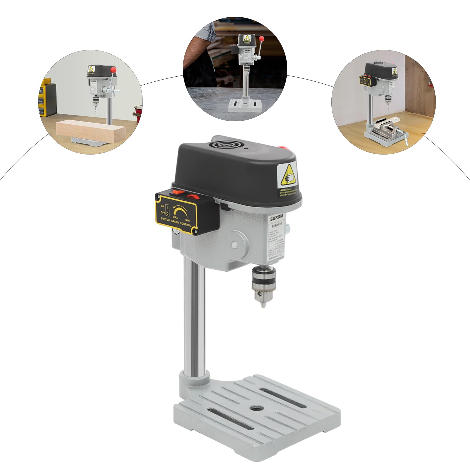 Taladro de banco de trabajo portátil de 340 W taladros de columna de velocidad ajustable para bricolaje y modelismo