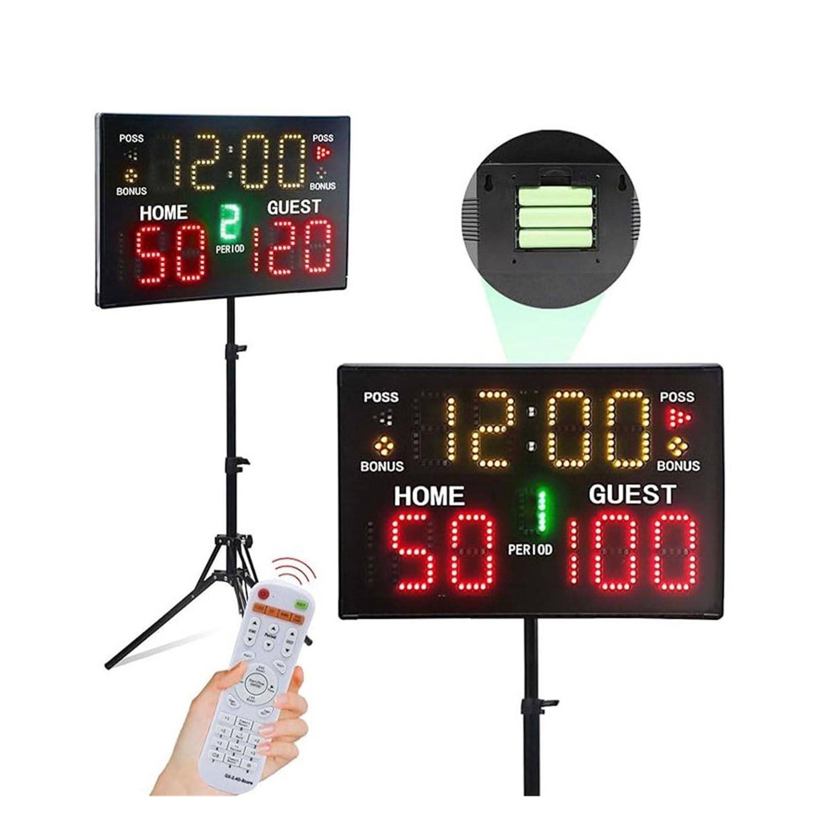 Tabellone segnapunti Digitale da Parete per Pallacanestro con Telecomando, tabellone elettronico per pallavolo, Tennis, Boxe e Altri Sport all'aperto, Utilizzabile in molteplici scenari.