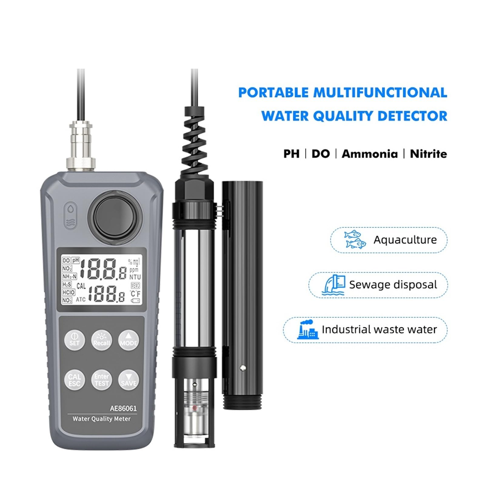 AE86061 Testeur Multiparamètre De Qualité De L'eau DO/PH/Temp Haute sensibilité