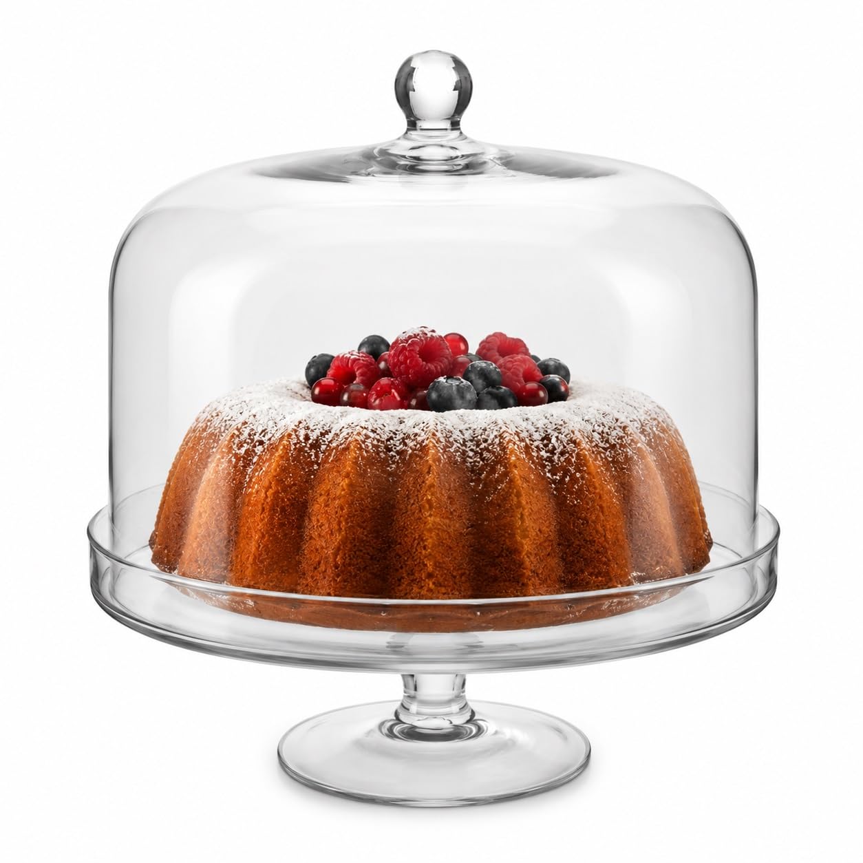 Soporte de Vidrio para postres y Fruta con cúpula de Vidrio cod.AC00390LU cm 26,5h diam.32,8 by Varotto & Co.