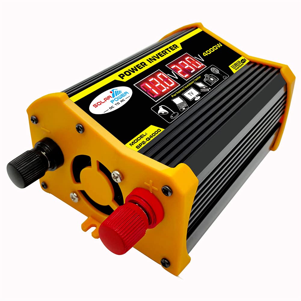 4000 W Picchi di potenza DC 12 V a AC 110 V 220 V Car Power Inverter Convertitore solare (12 V-220 V, nero)