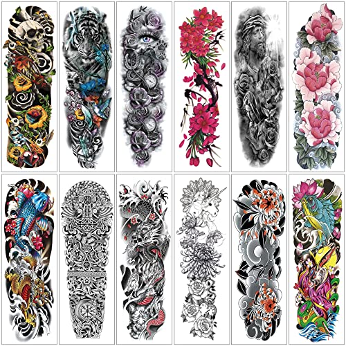 Aresvns Full arm Temporary Tattoo for Men and Women (L19“xW7”),Waterproof temporary sleeve tattoo,extra large fake tattoos for adults and kids Christmas Gift