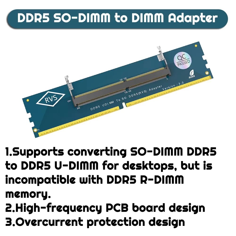 Adattatore So-DIMM DDR5 U-DIMM per computer portatile a scrivania 2PCS Convertitore di schede di memoria So per RAM DDR5 a PC desktop