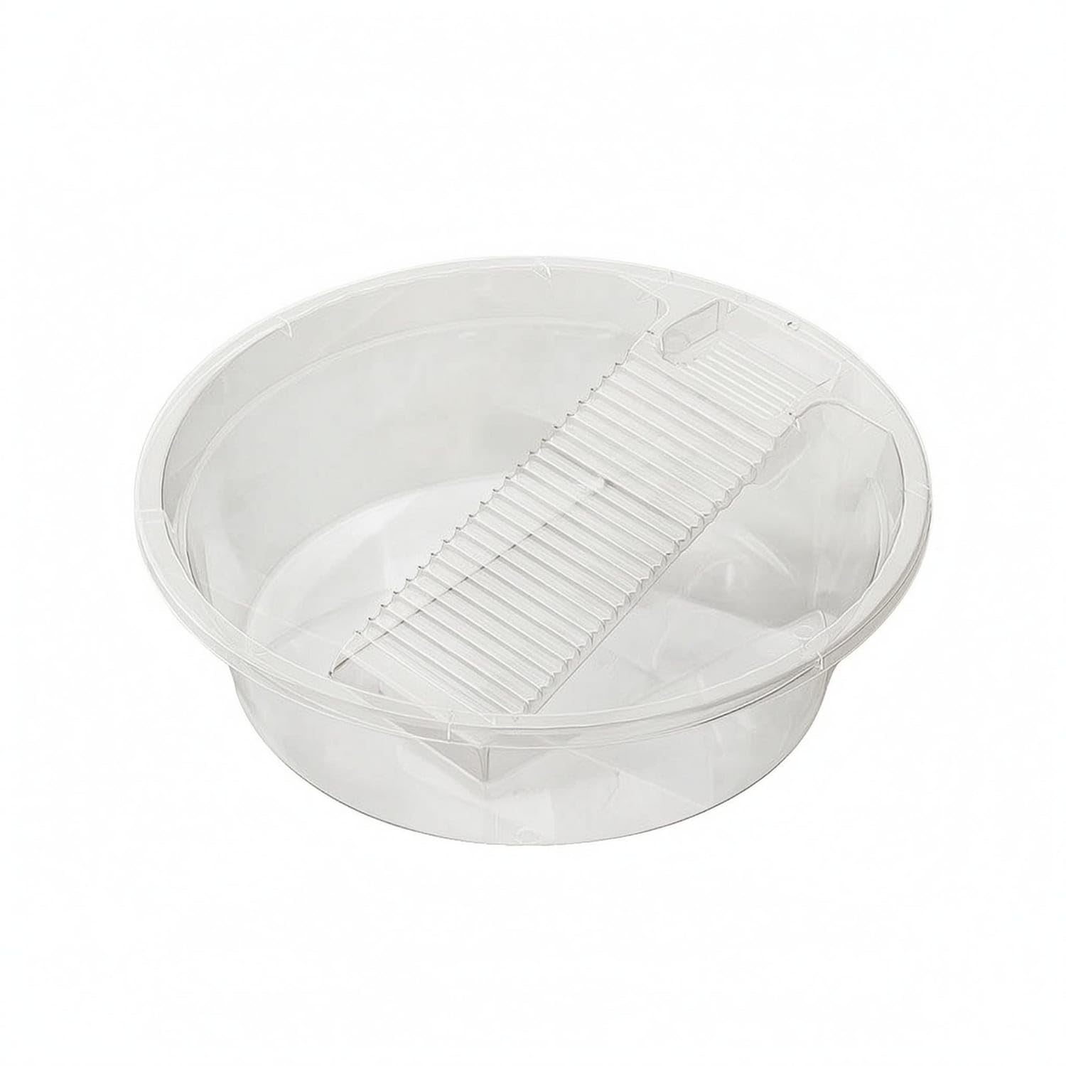 Slanted Scrub Board Washboard Basin Built-in Soap Dish Hand Wash Tub One-Piece Round Wash Basin Ribbed, White, L-image-28
