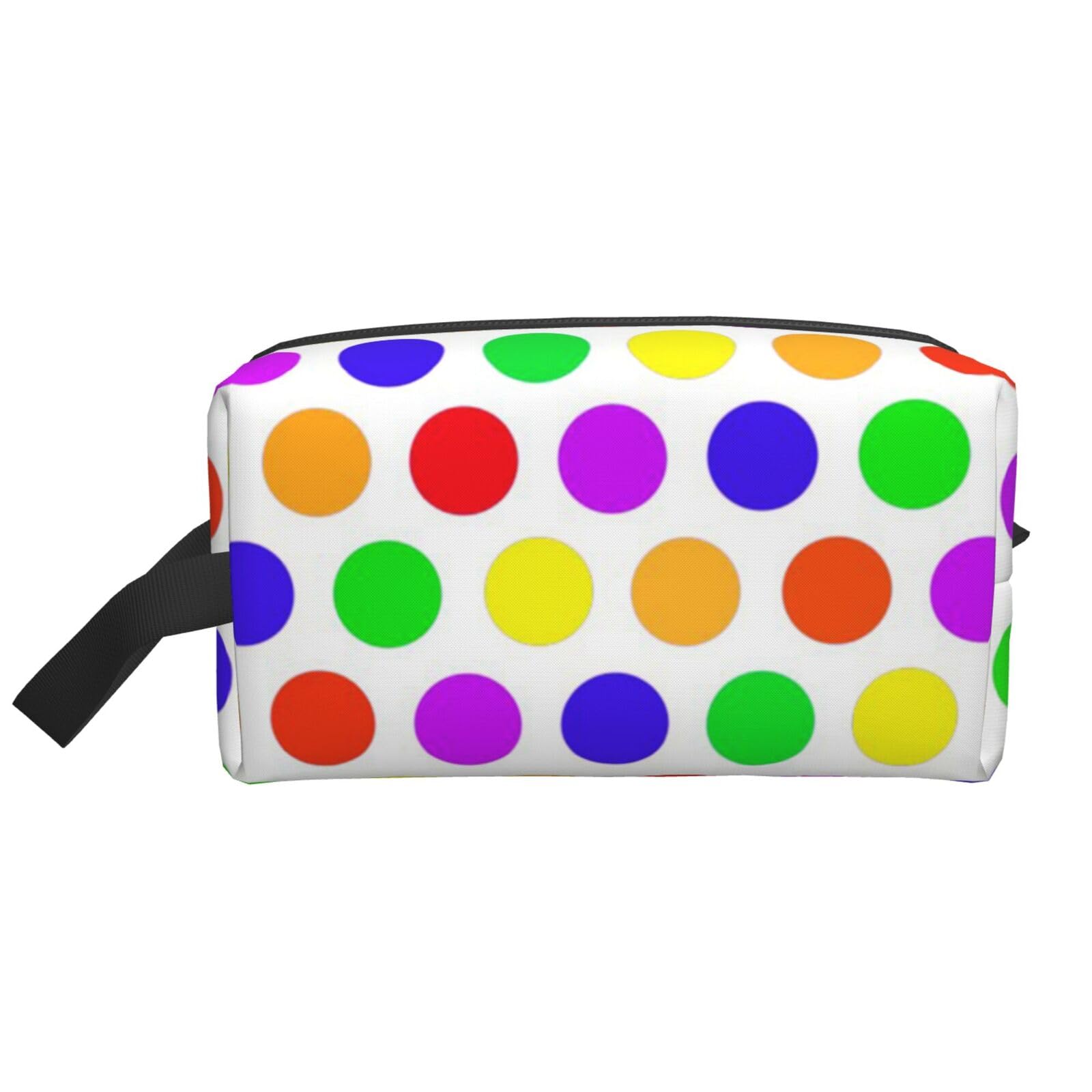 Ercgad Unisex White Beautiful Polka Dot Print Large Capacity Travel Toiletry Bag Cosmetic Pouch Daily Storage Makeup Case