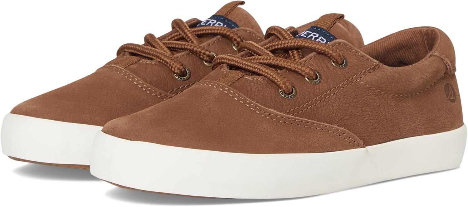 Sperry Spinnaker Washable Boys Casual Sneaker – Machine-Washable Leather/Canvas, Memory-Foam Comfort, Non-Marking Rubber Outsole