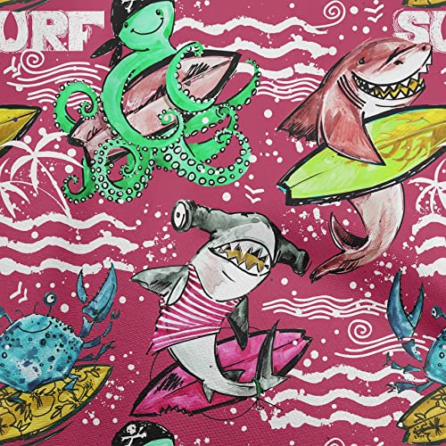 oneOone Cotton Poplin Magenta Fabric Ocean Life Sewing Material Print Fabric By The Yard 56 Inch Wide