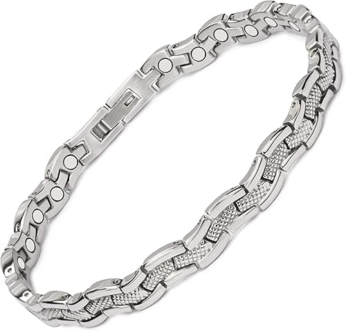 MagVIVACE Tobillera de titanio puro para mujeres y hombres para artritis y articulaciones, pulsera de tobillo de terapia magnética natural para