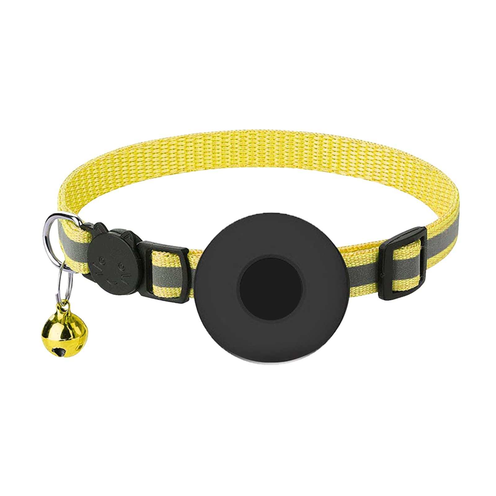 Collar para gatos con timbre, accesorios de seguridad reflectantes, correa ajustable, soporte irrompible para mascotas (amarillo, talla única)