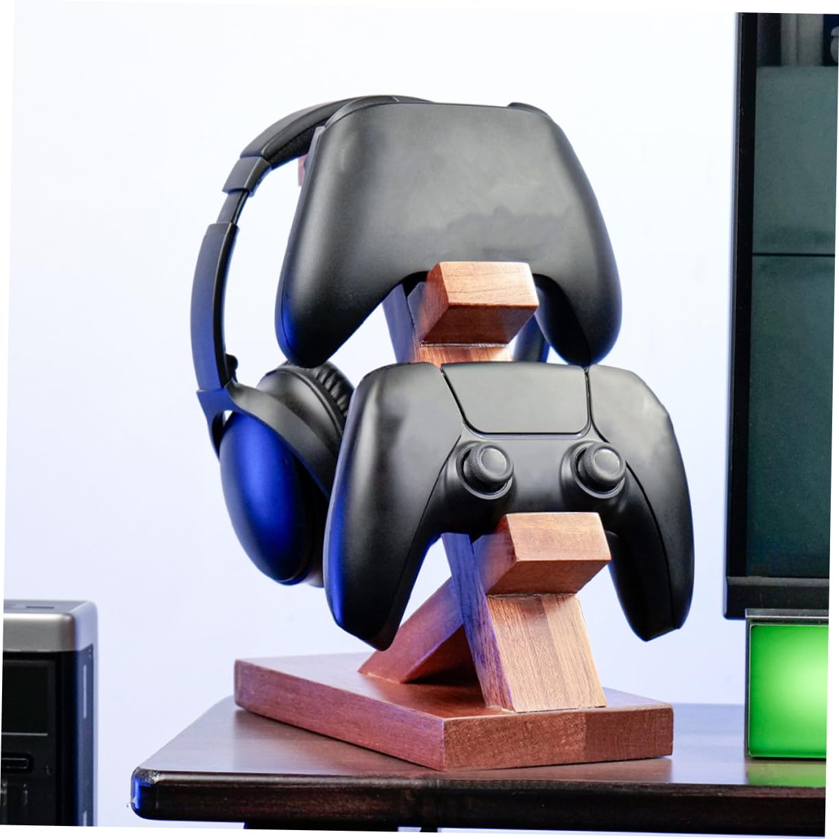 DOITOOL Soporte Madera Controlador Juego Auriculares para y Barrón Diseño Portátil y Simple Almacenamiento Área de Entretenimiento Gaming