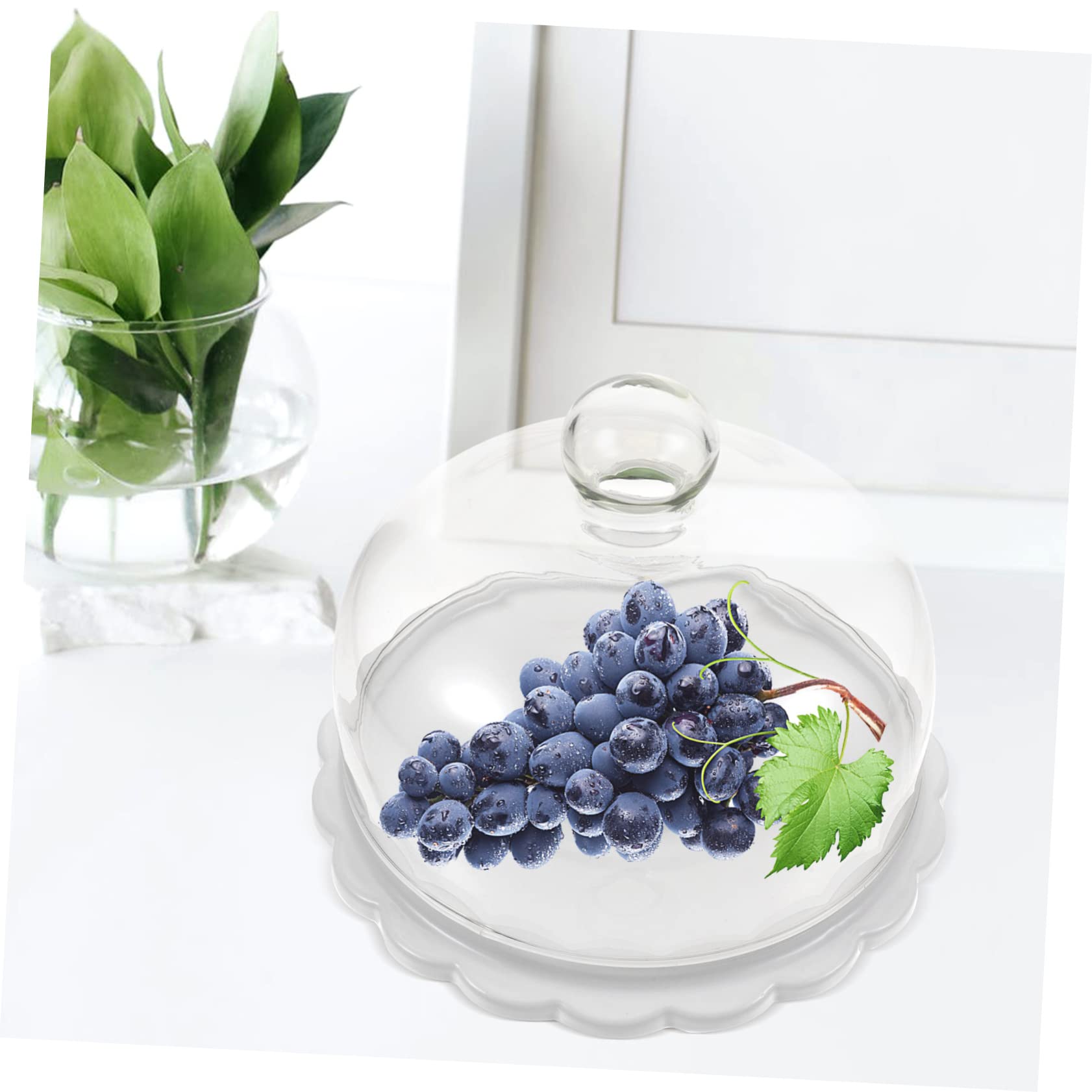 BESTYASH Alzata Per Torta in Vetro Con Copertura a Cupola, Piatto Espositore in Ceramica Da 23,5 Cm, Per Dessert e Dolci, Adatta a Matrimoni e Feste, Set Alzata Con Coperchio Trasparente Resistente
