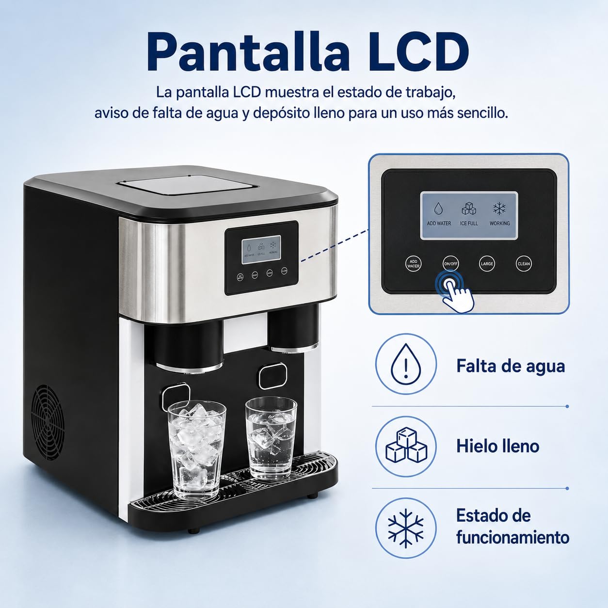 Macchina per cubetti di ghiaccio piccola 3 in 1, macchina per cubetti di ghiaccio con ghiaccio tritato, ghiaccio bullet e acqua fredda, autopulente, per casa, ufficio, gastronomia