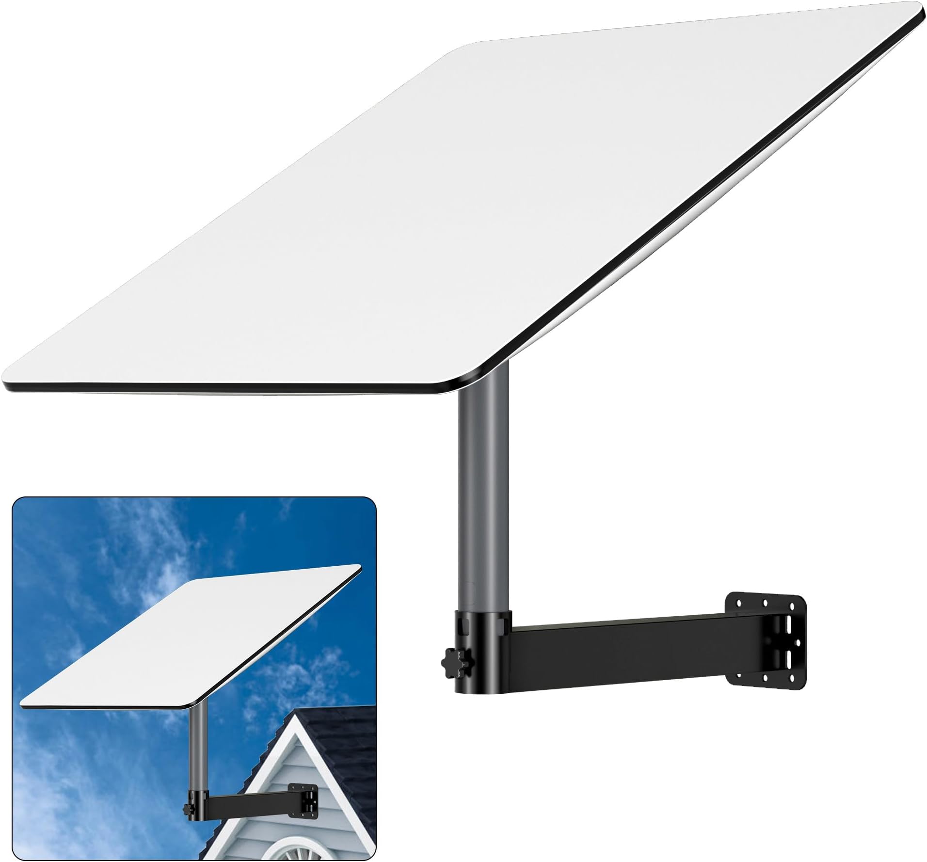 for Starlink Gen 2 Wall Mount, Heavy-Duty Long Pole Mount for Roof/Eave, Aluminium-Alloy Mounting Kit with Dual Wind Protection & Precise Adjustment for Star link V2 Satellite Antenna