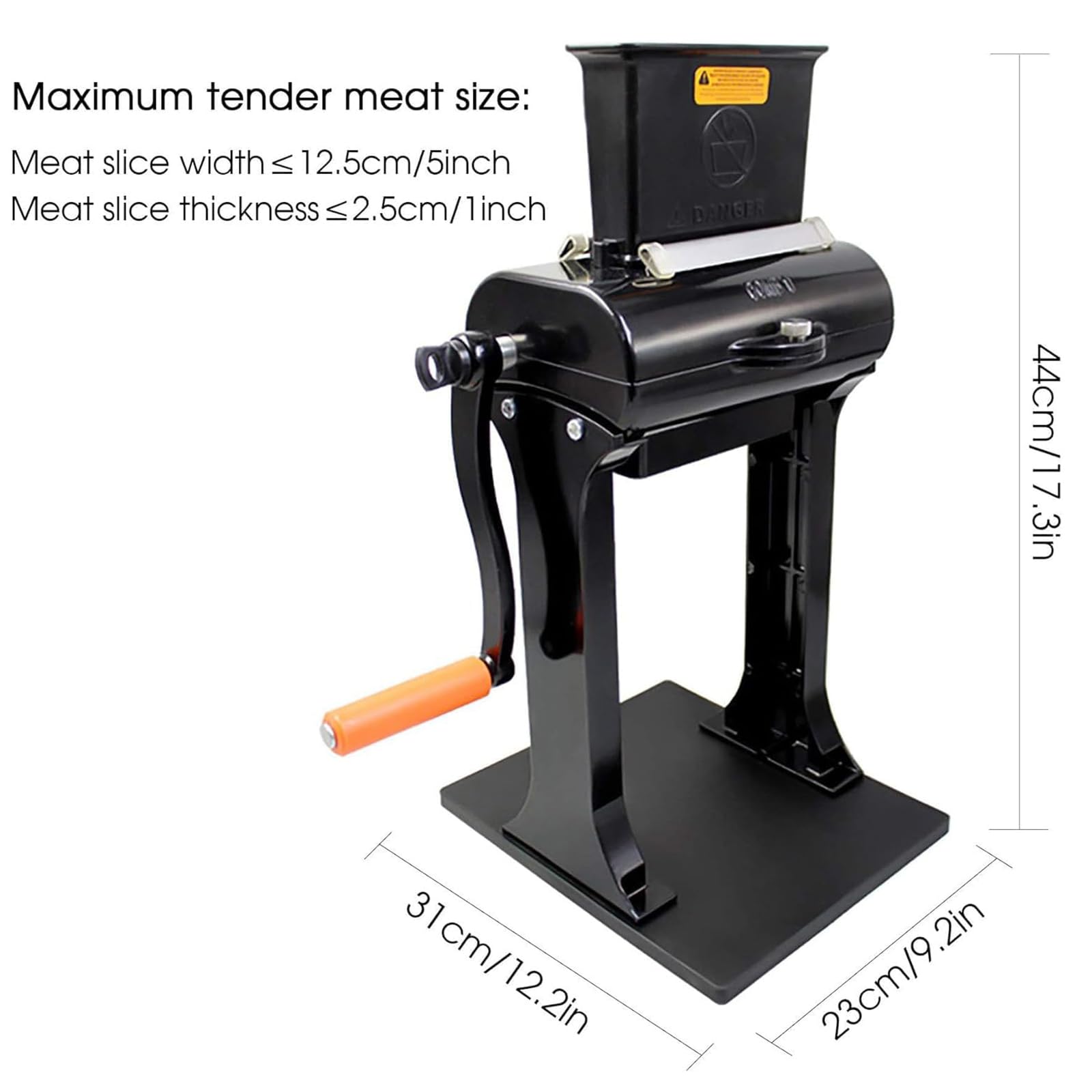 Affettatrice manuale verticale per carne e affettatrice a scatti con manovella e lame in acciaio inox, per bistecche, pollo e cotolette