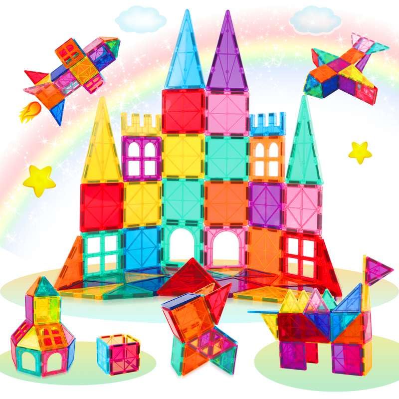 Super Barley Magnetic Tiles Building Blocks Toys, 68PCS Kids Magnetic Tiles 3D STEM Construction Building Blocks - Learning Educational Kids Toys Gifts for Girls Boys on Birthday Christmas