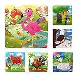 Meshion Wooden Jigsaw Puzzles With Storage Tray Birds Set Kids Toys Preschool Learning Game For 3-5 Years Old Child,Boys,Girls,Pack Of 6(Parrot,Swan,Woodpecker,Flamingo,Eagle,Turkey)