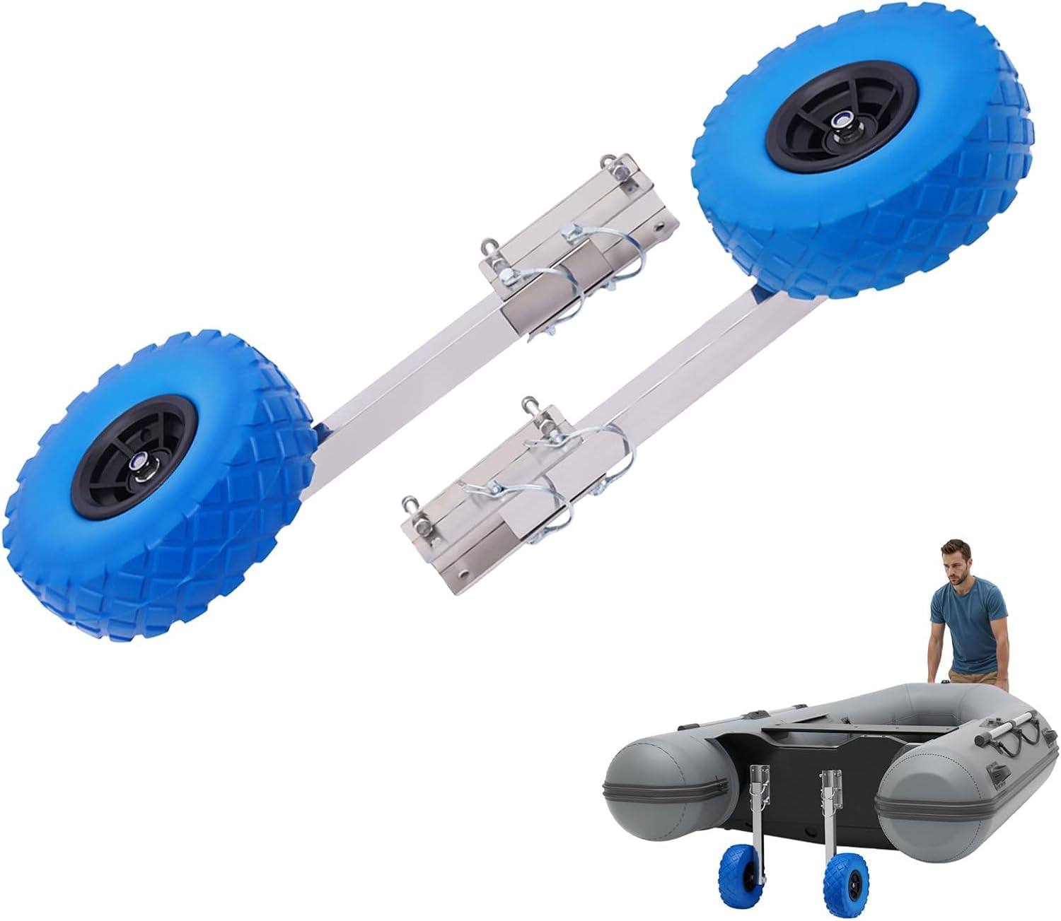 Ruedas traseras de acero inoxidable, ruedas deslizantes para botes inflables, hasta 150 kg, ruedas de barco de 25 cm, ruedas de transporte para botes inflables y remolques