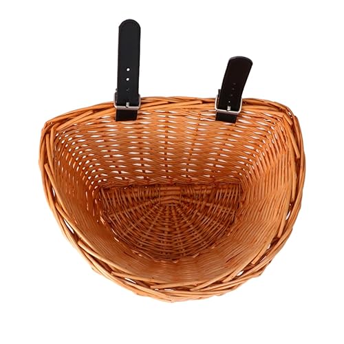 INOOMP Accesorios de bicicleta para niños, cesta de ratán, cesta delantera para bicicleta, cesta de bicicleta para niñas, cesta de mimbre tejida