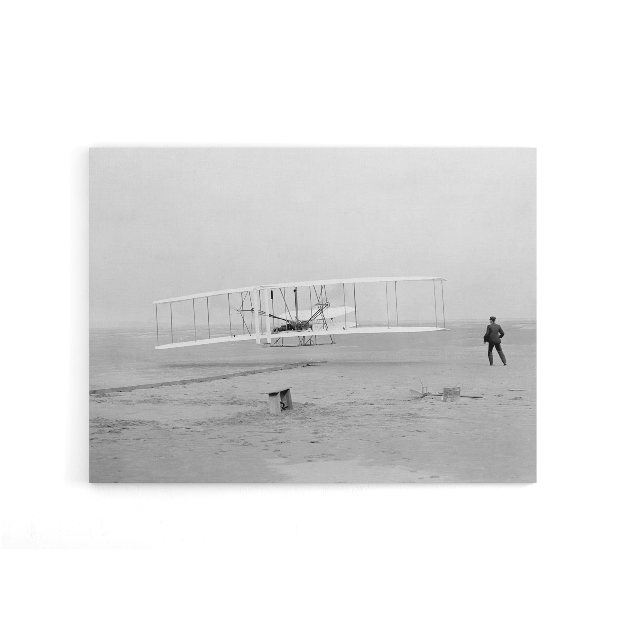 Artery8 Wright Brothers First Flight Canvas Wall Art Print Grey W12" x H16"