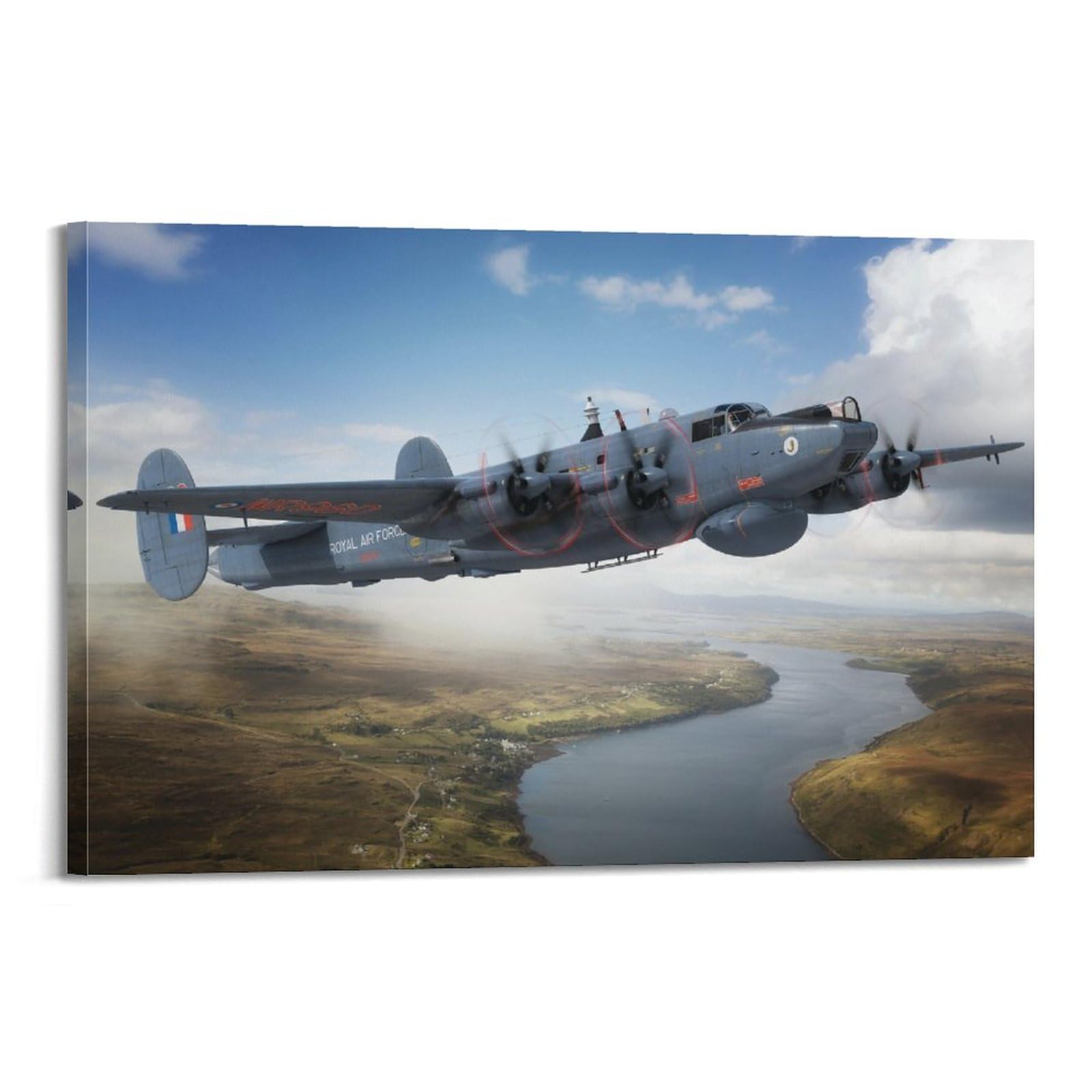Aztu Frame-Style Vintage Military Aircraft Poster Avro Shackleton Aew.2 Maritime Patrol Aircraft Decorative Canvas Family Bedroom Artwork Picture Painting 08X12inch(20X30cm)