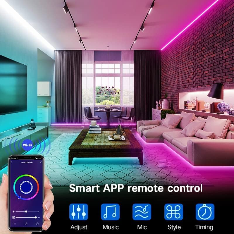 Miniatura 3 de Luces LED de 100 pies para dormitorio, sincronización de música, tira de luces LED RGB con control remoto y aplicación, tira RGB para decoración de