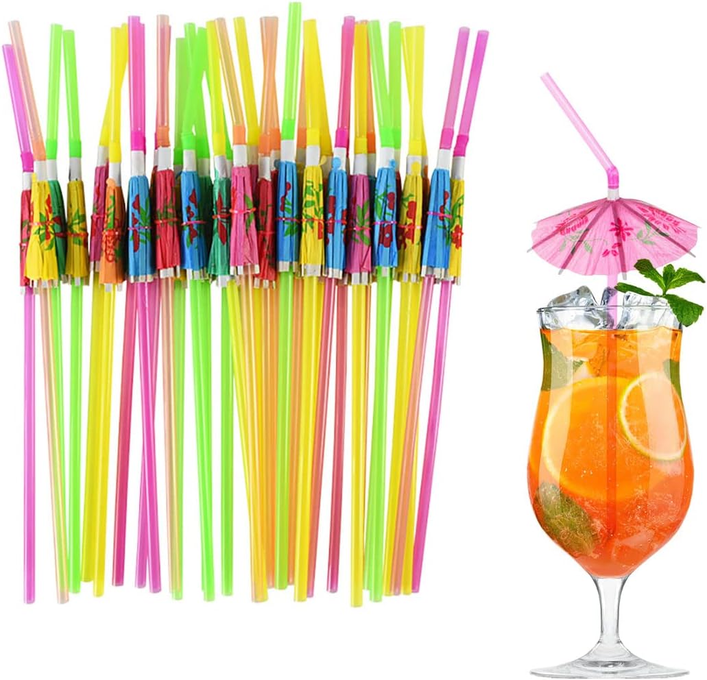 Umbrella Parasol Drinking Straws,100PCS Umbrella Straws for
