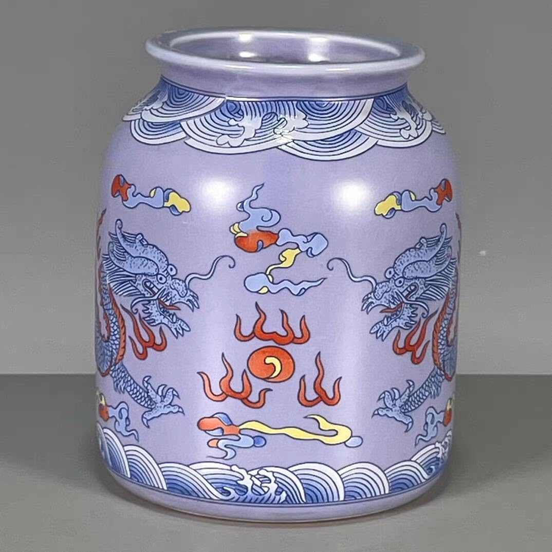 中国清時代 乾龍年製在銘 古美術粉彩五彩 陶器花瓶
