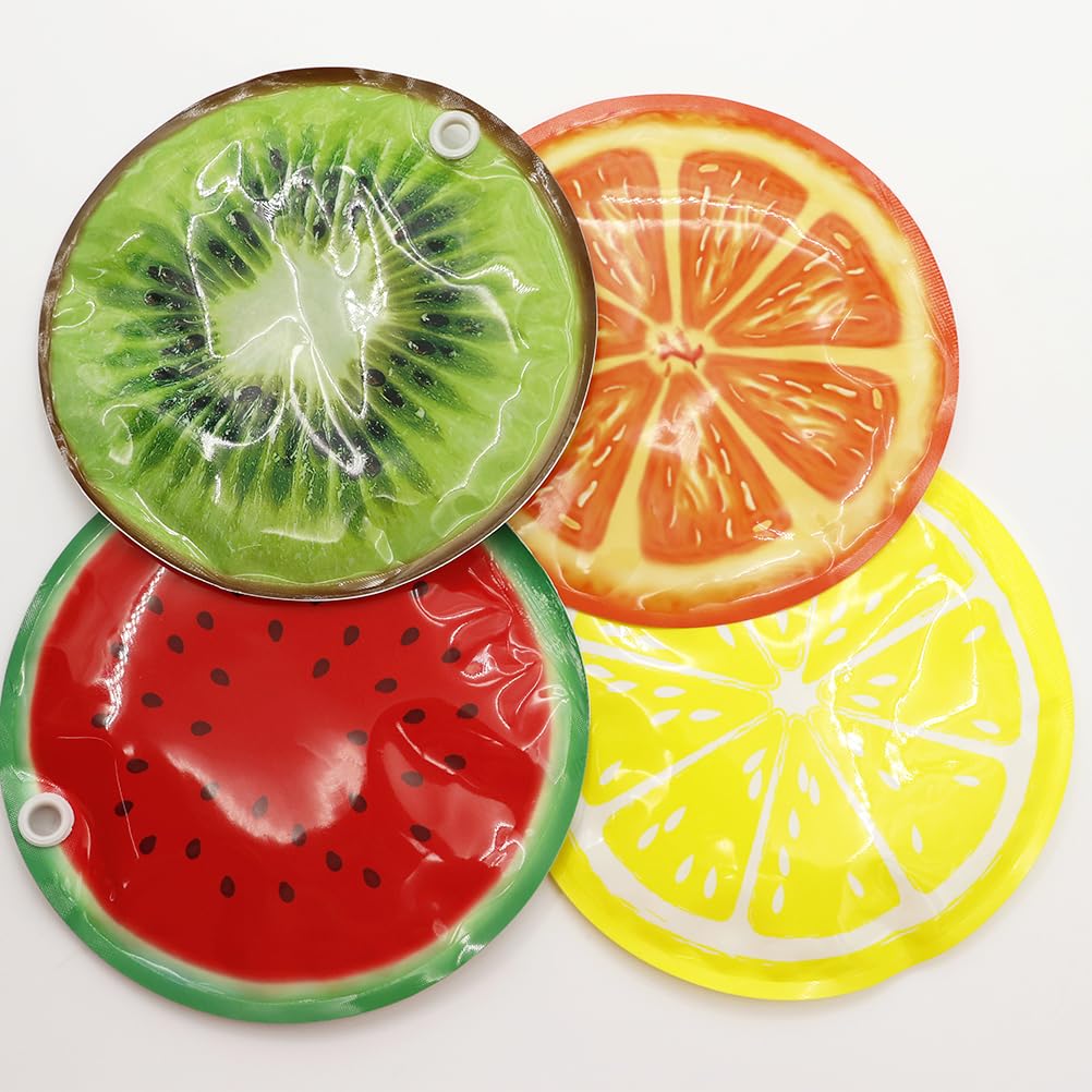 HI FINE CARE Confezione Da 4 Impacchi Di Ghiaccio Riutilizzabili – Formato Piccolo, A Lunga Durata, In Vinile Senza BPA, Per Borse Termiche, Lunch Box, Picnic E Pesca (2 Limoni + 2 Kiwi)