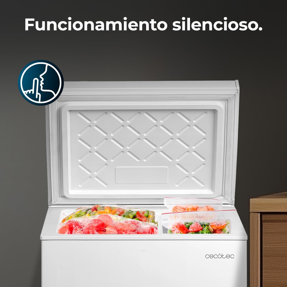 Cecotec Congelador Horizontal 99L Bolero CoolMarket Chest 99P White E. Cesta con Asas, Control Electrónico LED, UltraContact D-Cool, Dual Function, Puerta ZeroG (80º-30º), Fast Freezing, Compacto — view 12