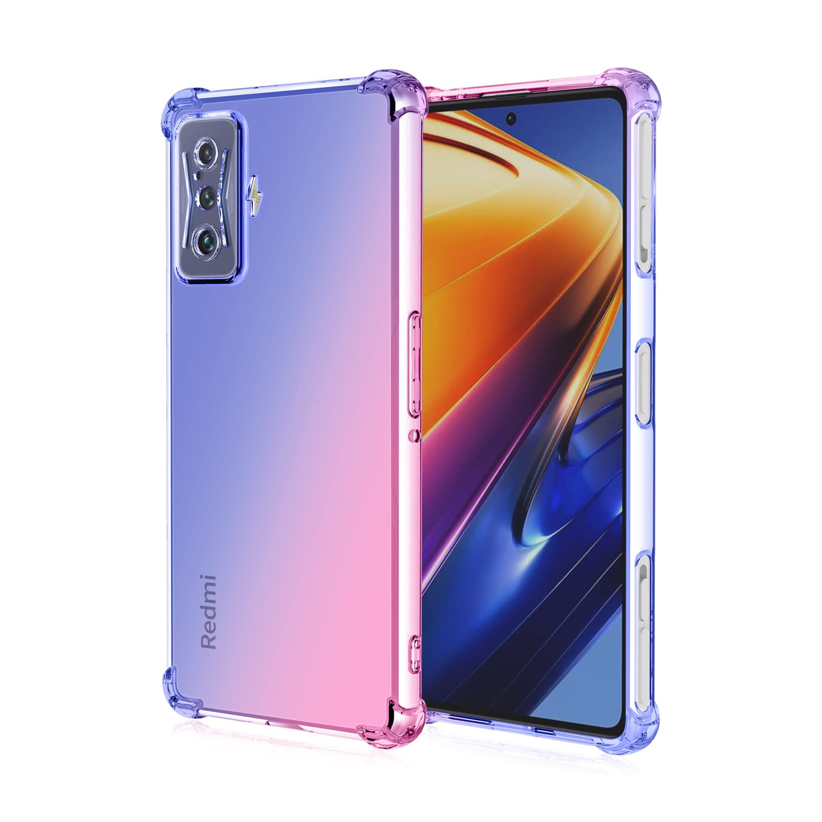 Cover COMAKU Per Xiaomi Poco F4 5G – Custodia Sfumata Rosa E Blu – Silicone TPU Morbido Con Paraurti Anticaduta - 2