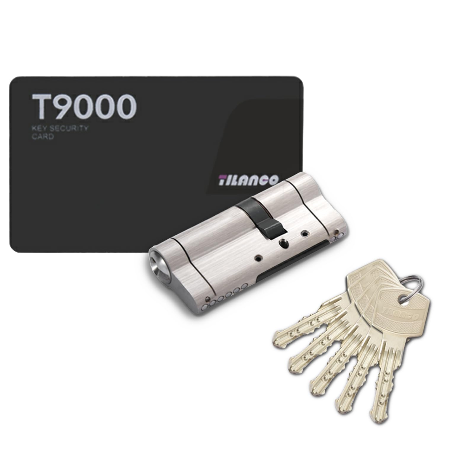 Cerradura de cilindro 30 70 mm, Anti-Ruptura Cerradura de cilindro de embutir de doble apertura, 5 llaves principales y tarjeta de código