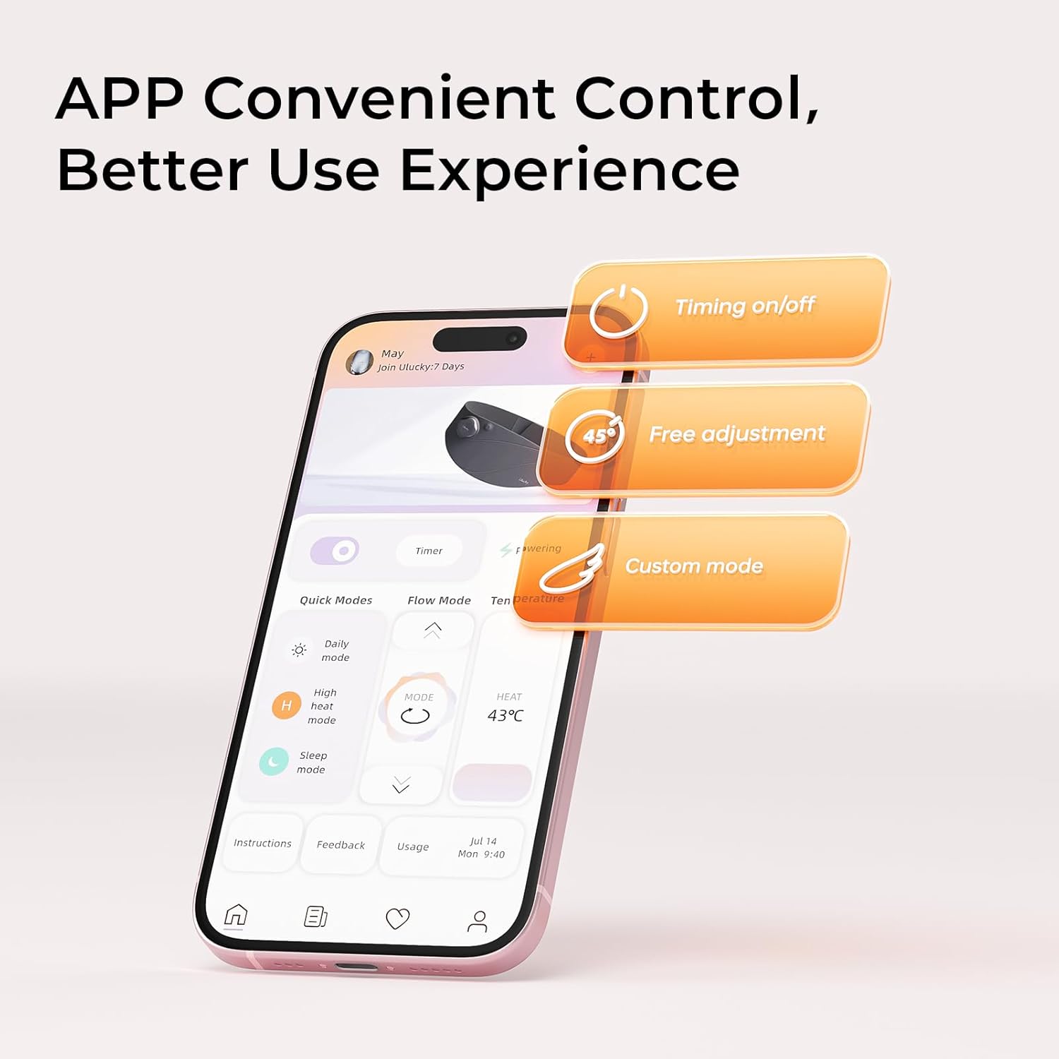 Portable Cordless Heating Pad – Feather-Light Yoga Fabric, Barely-There Comfort, Smart APP Timer, 3 Heat Levels, USB Magnetic Charging, Foldable Design – Ideal Gift for Women & Girls(White) - Image 9