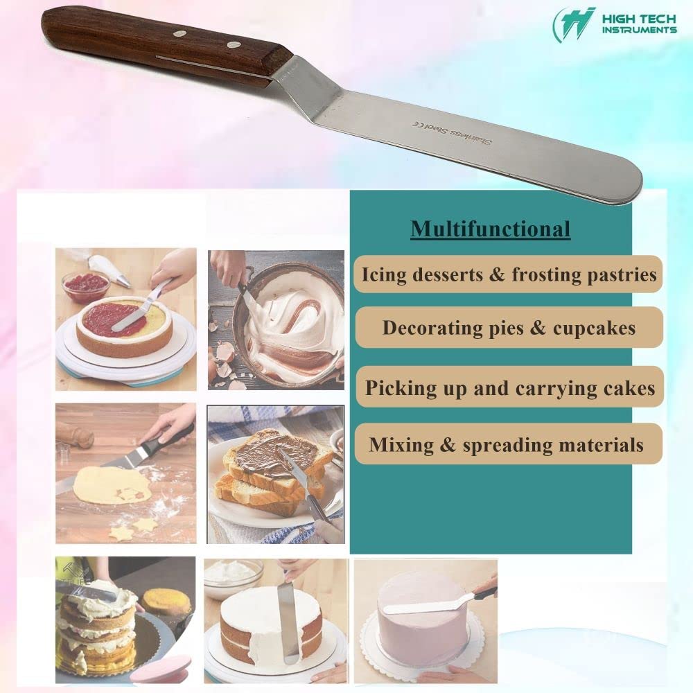 8 Pcs Cake Decorating offset Icing Spatulas Stainless Steel Angled Polished Blade Knife, Baking and Cake Decorating Supplies for Mixing, Folding, Scraping, Cooking and Serving
