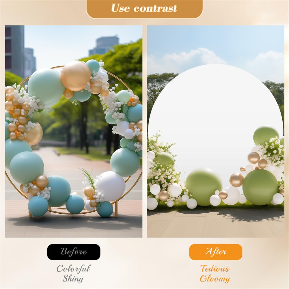 Pokrowiec na łuk dekoracyjny, Tło z okrągłym łukiem na ślub, urodziny i baby shower Multicolor od 6 stóp do 7,2 stopy(White,6.5ft (diameter 2 m round))