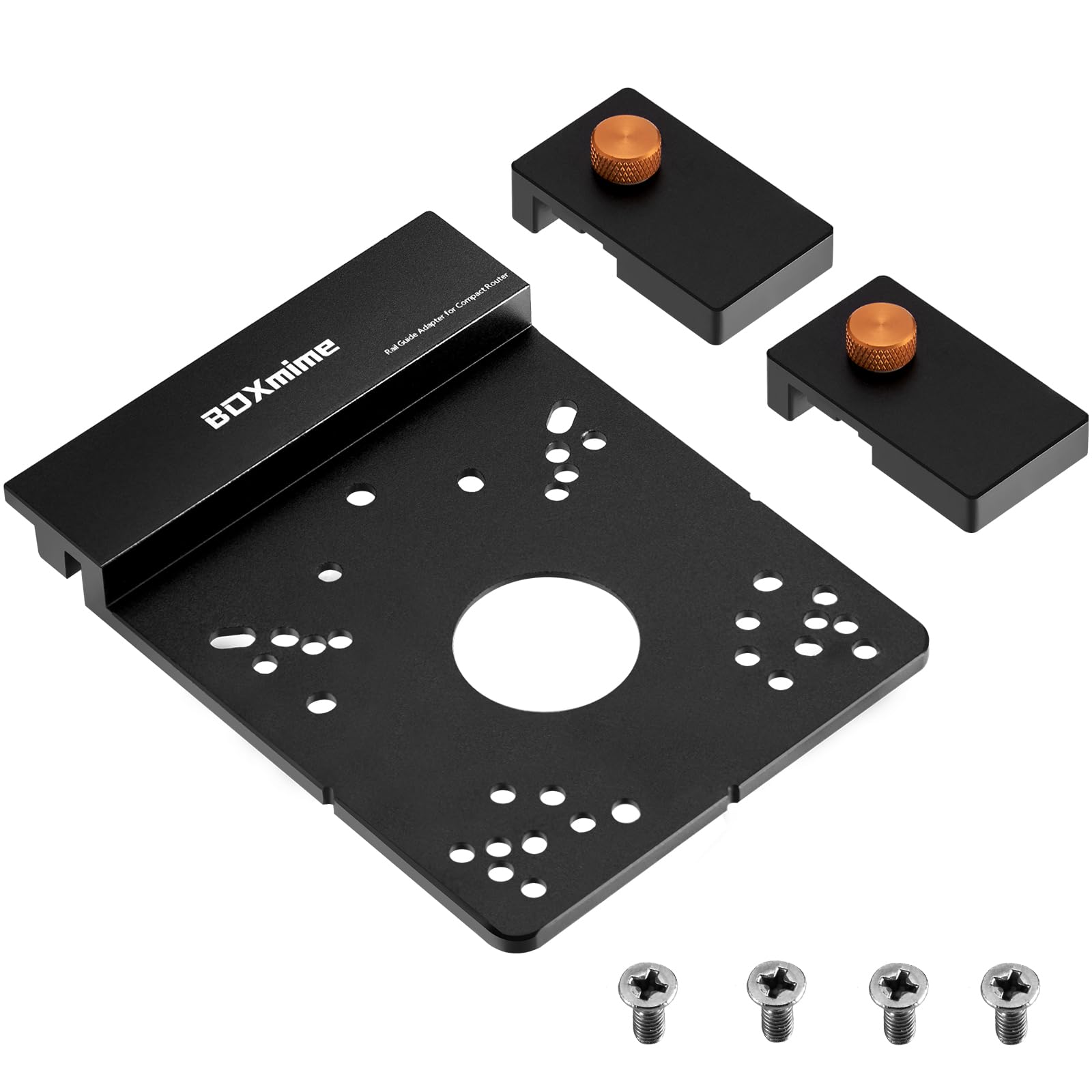 Universal Router Guide Rail Adapter,Designed for most Brand Fixed-Base Compact Routers,Compatible with Ma-kita&amp;Fes-tool Track Saw Guide Rail ;Aluminium Router Base with 2 Pack Rail Stops