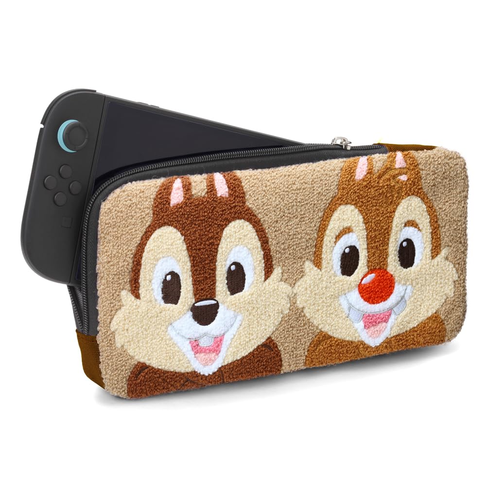 Premium Style 携帯ゲーム用ディズニーキャラクター サガラ刺繍 ポーチ SWITCH2対応 (チップ＆デール)